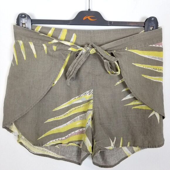 Patagonia Garden Island Shorts Women’s SzL Tie Palm Grey Summer Beach Casual